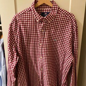 Vineyard Vines Red Check Whale Shirt size XXL